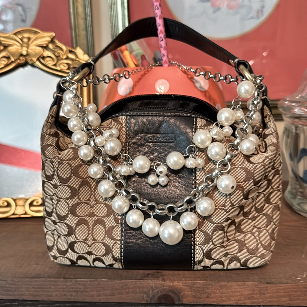 ๐๐ป๐๐คCoach Brown and tan mini Bag with Signature - Picture 1 of 15